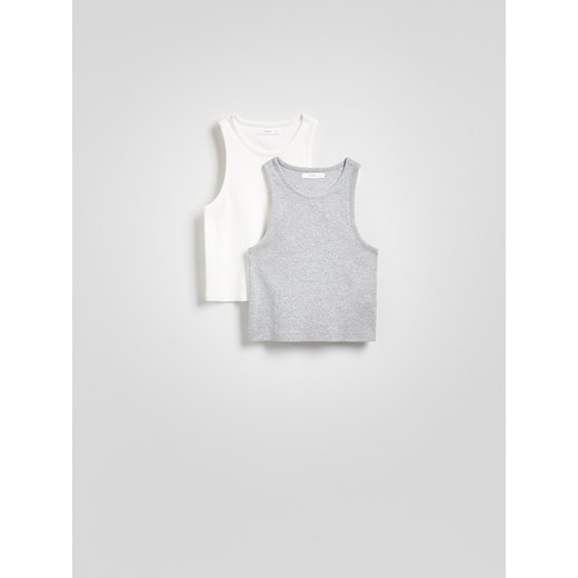Reserved - Krótki top 2 pack - jasnoszary Reserved S Reserved