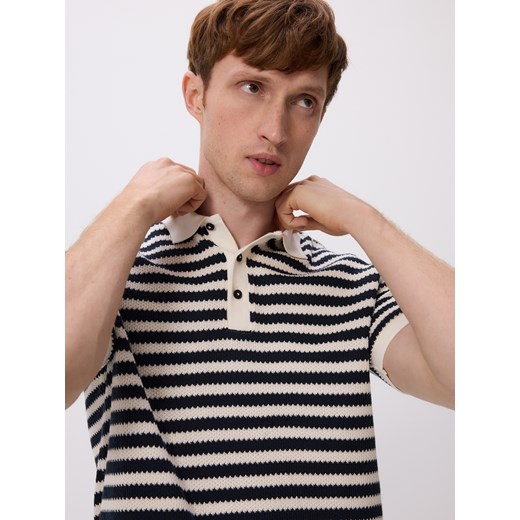 Reserved - Koszulka polo w paski - granatowy ze sklepu Reserved w kategorii T-shirty męskie - zdjęcie 183662542
