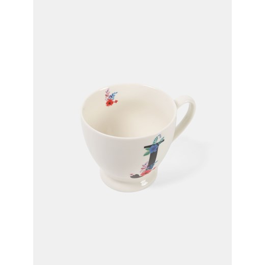 Sinsay - Porcelanowy kubek z inicjałem i kwiatowym motywem - czarny Sinsay One Size Sinsay
