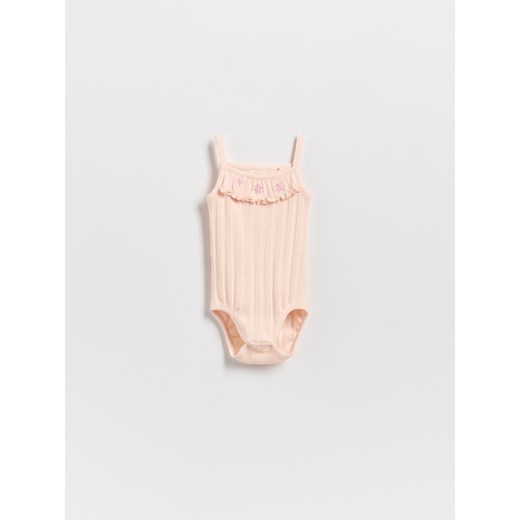 Reserved - Body na ramiączkach z motywem kwiatowym - pastelowy róż ze sklepu Reserved w kategorii Odzież dla niemowląt - zdjęcie 183664953