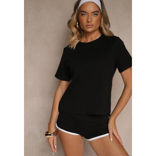Czarny Klasyczny T-shirt z Grubszej  Bawełny Tiavone ze sklepu renee.pl w kategorii Bluzki damskie - zdjęcie 183665440