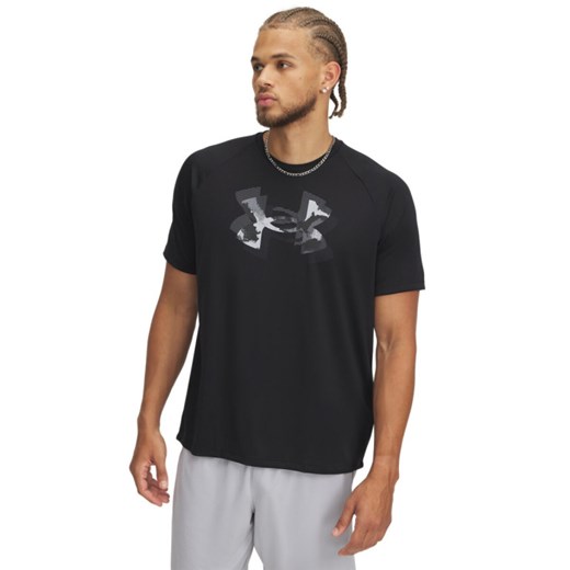 Męska koszulka treningowa Under Armour UA M Tech Print Fill SS - czarna ze sklepu Sportstylestory.com w kategorii T-shirty męskie - zdjęcie 183666082