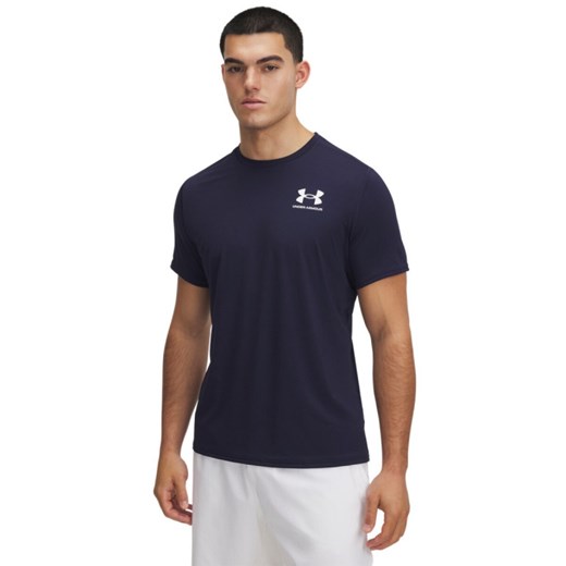 Męska koszulka treningowa Under Armour UA Heatgear Fitted SS - granatowa ze sklepu Sportstylestory.com w kategorii T-shirty męskie - zdjęcie 183666154