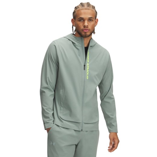 Męska kurtka do biegania Under Armour UA OutRun the STORM Jacket - zielona ze sklepu Sportstylestory.com w kategorii Kurtki męskie - zdjęcie 183666184