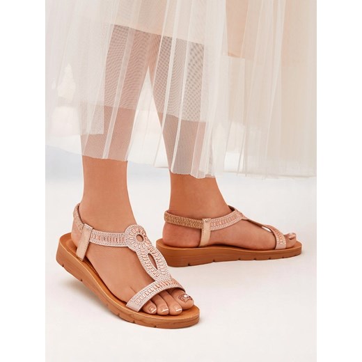 Royalfashion Damskie sandały z ozdobnymi paseczkami Ava Shine ze sklepu royalfashion.pl w kategorii Sandały damskie - zdjęcie 183667051