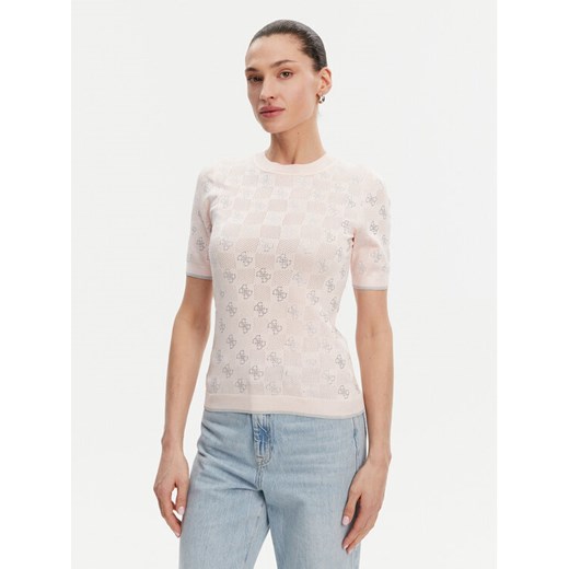 Guess Sweter W5GR20 Z3D60 Różowy Regular Fit ze sklepu MODIVO w kategorii Swetry damskie - zdjęcie 183669634