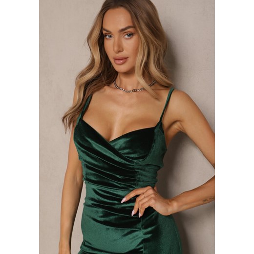 Sukienka zielona Renee z dekoltem v elegancka