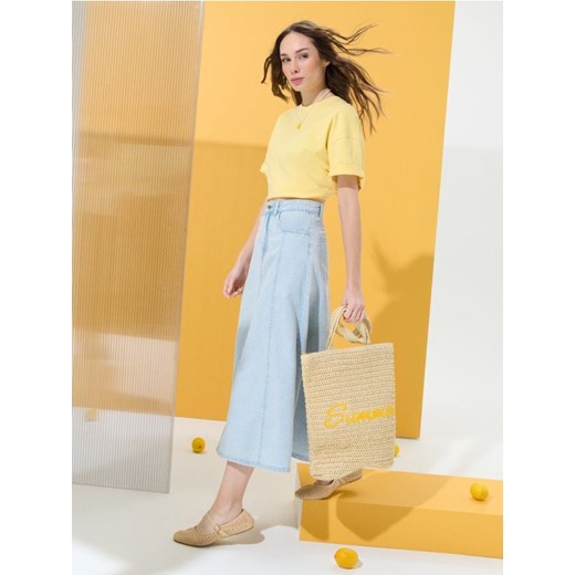 Sinsay - Pleciona torba shopper z napisem Summer - kremowy ze sklepu Sinsay w kategorii Torby letnie - zdjęcie 183672220