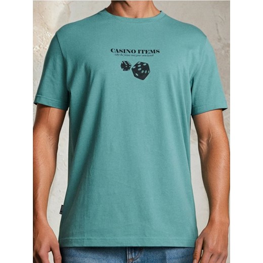 Sinsay - Koszulka z ozdobnym nadrukiem - zielony ze sklepu Sinsay w kategorii T-shirty męskie - zdjęcie 183672221