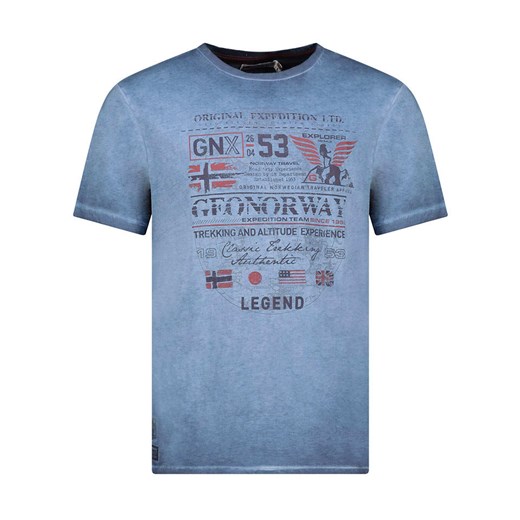 T-shirt męski Geographical Norway na wiosnę z krótkim rękawem z napisami