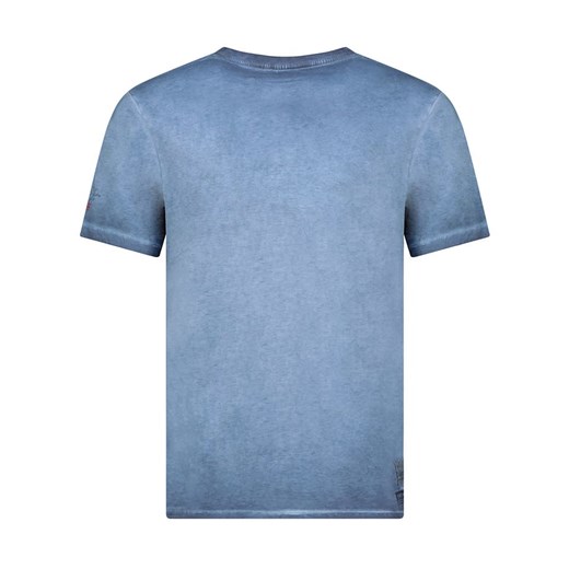 T-shirt męski Geographical Norway niebieski z napisami