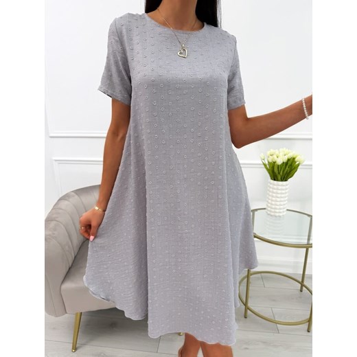 Szara Sukienka Oversize ze sklepu ModnaKiecka.pl w kategorii Sukienki - zdjęcie 183676591