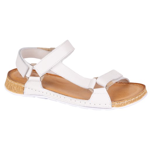 Sandały damskie barefoot-friendly Kallia – skórzane, szerokie, lekkie białe ze sklepu butyolivier w kategorii Sandały damskie - zdjęcie 183677304