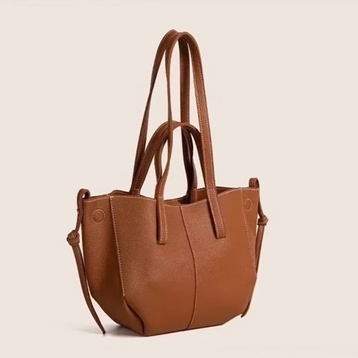 Skórzana mała torba shopper - Brązowy ze sklepu Intimica.pl w kategorii Torby Shopper bag - zdjęcie 183677400