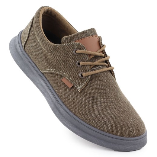 Buty męskie casual tekstylne brązowe Nowacki 1059-H beżowy ze sklepu ButyModne.pl w kategorii Trampki męskie - zdjęcie 183677702