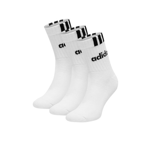 Zestaw 3 par wysokich skarpet unisex adidas HT3437 3-PACK Biały 37_39 eobuwie.pl