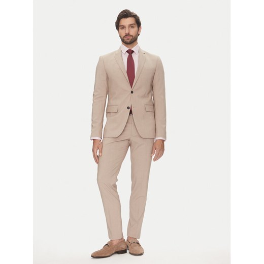 Lindbergh Garnitur 30-61040 Beżowy Slim Fit ze sklepu MODIVO w kategorii Garnitury męskie - zdjęcie 183679121