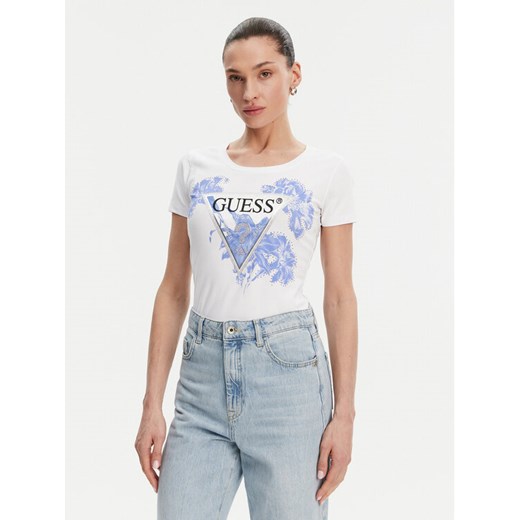 Guess T-Shirt W5GI08 J1314 Biały Slim Fit ze sklepu MODIVO w kategorii Bluzki damskie - zdjęcie 183679240