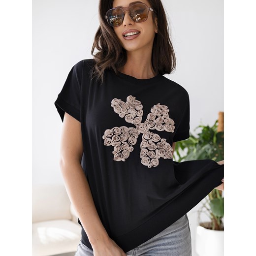 bluzka fleurs czarna one size ze sklepu UBRA w kategorii Bluzki damskie - zdjęcie 183682490