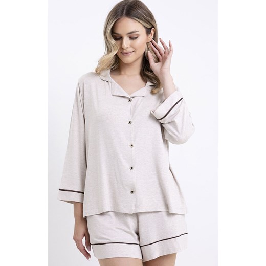 Rozpinana piżama damska 357, Kolor beżowy, Rozmiar L, leptir ze sklepu Intymna w kategorii Piżamy damskie - zdjęcie 183682912