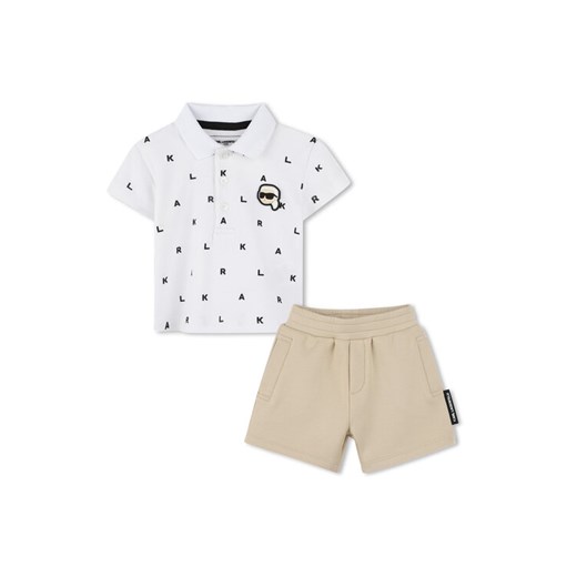 Karl Lagerfeld Kids Komplet polo i spodenki Z30501 S Beżowy Regular Fit ze sklepu MODIVO w kategorii Komplety niemowlęce - zdjęcie 183683772