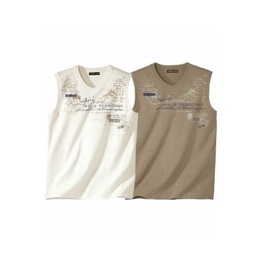 Zestaw 2 koszulek bez rękawów z dekoltem w serek ze sklepu Atlas For Men w kategorii T-shirty męskie - zdjęcie 183684724