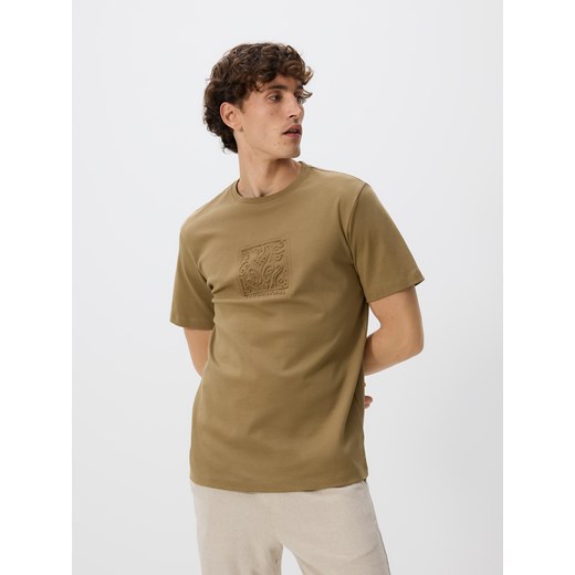 Reserved - T-shirt regular z aplikacją - oliwkowy ze sklepu Reserved w kategorii T-shirty męskie - zdjęcie 183686402