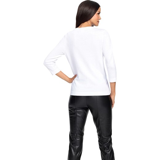 Biała bluzka damska Heine na lato z długim rękawem 