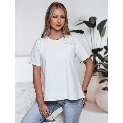 T-shirt damski BINDA ecru Dstreet RY2486 ze sklepu DSTREET.PL w kategorii Bluzki damskie - zdjęcie 183687063