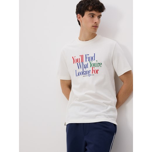 Reserved - T-shirt comfort z nadrukiem - złamana biel ze sklepu Reserved w kategorii T-shirty męskie - zdjęcie 183687294