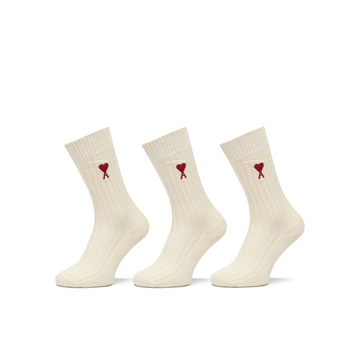 Skarpety wysokie unisex AMI PARIS USC003.379 Écru ze sklepu eobuwie.pl w kategorii Skarpetki męskie - zdjęcie 183687633