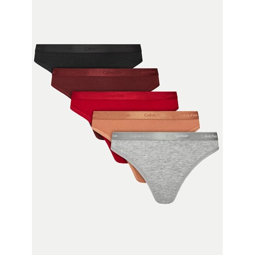 Calvin Klein Underwear Komplet 5 par stringów Thong 5pk 000QD5247E Kolorowy ze sklepu MODIVO w kategorii Majtki damskie - zdjęcie 183688973