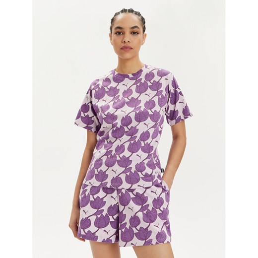 Puma T-Shirt Ess+ Blossom 679493 Fioletowy Relaxed Fit Puma L MODIVO