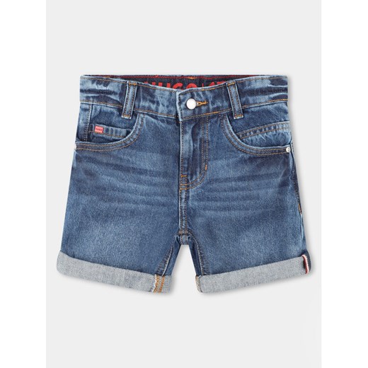 Hugo Szorty jeansowe G00041 D Granatowy Regular Fit ze sklepu MODIVO w kategorii Spodenki chłopięce - zdjęcie 183689324