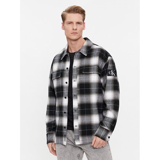 Calvin Klein Jeans Koszula Check Shirt J30J324611 Czarny Regular Fit ze sklepu MODIVO w kategorii Koszule męskie - zdjęcie 183689394