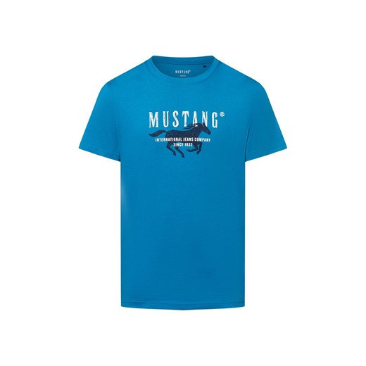 Mustang Koszulka męska - Austin Mężczyźni Bawełna niebieski nadruk ze sklepu vangraaf w kategorii T-shirty męskie - zdjęcie 183691554