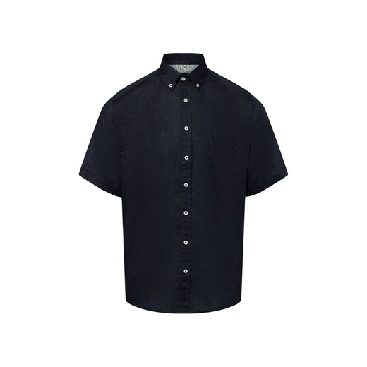 Fynch-Hatton Męska koszula casual z zawartością lnu Mężczyźni Regular Fit len granatowy jednolity ze sklepu vangraaf w kategorii Koszule męskie - zdjęcie 183691562