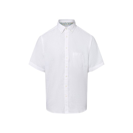 Fynch-Hatton Męska koszula casual z zawartością lnu Mężczyźni Regular Fit len biały jednolity ze sklepu vangraaf w kategorii Koszule męskie - zdjęcie 183691563