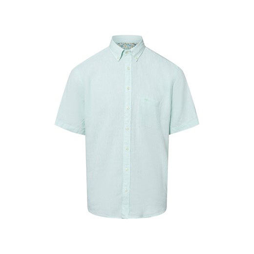 Fynch-Hatton Męska koszula casual z zawartością lnu Mężczyźni Regular Fit len miętowy marmurkowy ze sklepu vangraaf w kategorii Koszule męskie - zdjęcie 183691564