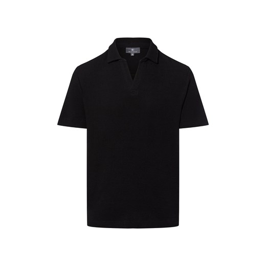 Nils Sundström Męska koszulka polo Mężczyźni Bawełna czarny wypukły wzór tkaniny ze sklepu vangraaf w kategorii T-shirty męskie - zdjęcie 183691570