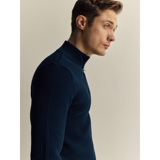 Reserved - Sweter ze stójką - granatowy Reserved S okazja Reserved