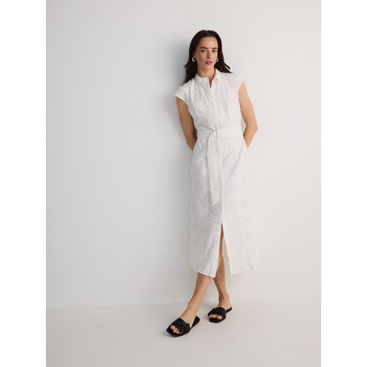 Reserved - Koszulowa sukienka bez rękawów - biały ze sklepu Reserved w kategorii Sukienki - zdjęcie 183691841