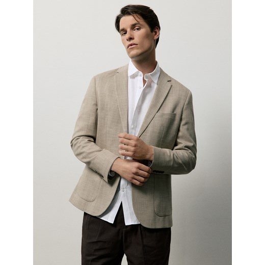 Reserved - Marynarka slim fit z wiskozą - brązowy ze sklepu Reserved w kategorii Marynarki męskie - zdjęcie 183691860