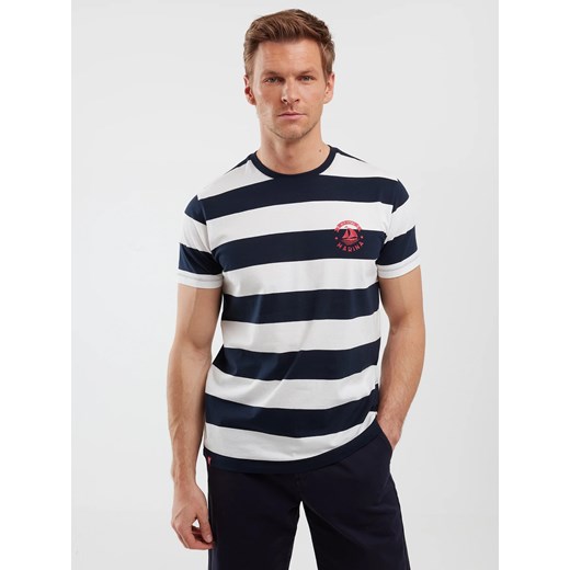 Koszulka męska w paski biało-granatowa Remir 403 ze sklepu Big Star w kategorii T-shirty męskie - zdjęcie 183692581