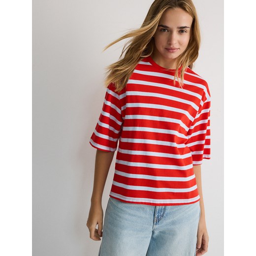 Reserved - T-shirt w paski - jasnoniebieski ze sklepu Reserved w kategorii Bluzki damskie - zdjęcie 183692920