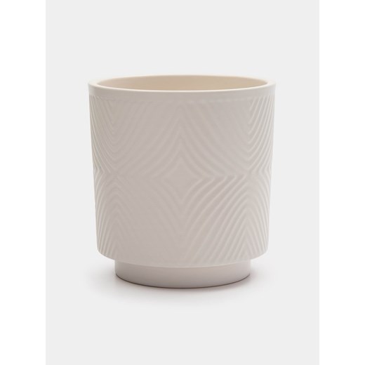 Sinsay - Doniczka ceramiczna ze strukturalnymi ściankami - biały Sinsay One Size Sinsay