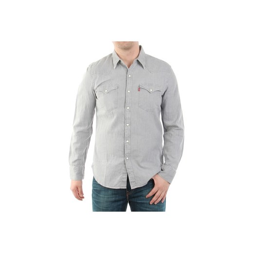 Levis  Koszule z długim rękawem ® Long-Sleeve Barstow Western Shirt "Mid Grey"  Levis spartoo szary Koszule z długim rękawem męskie