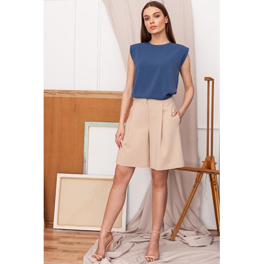 Eleganckie szorty - beżowe ze sklepu Cudmoda w kategorii Szorty - zdjęcie 183696573