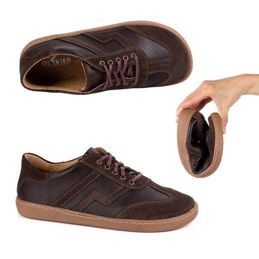 Buty barefoot damskie skórzane Olivier Eliza ciemny brąz ze sklepu butyolivier w kategorii Półbuty damskie - zdjęcie 183696893