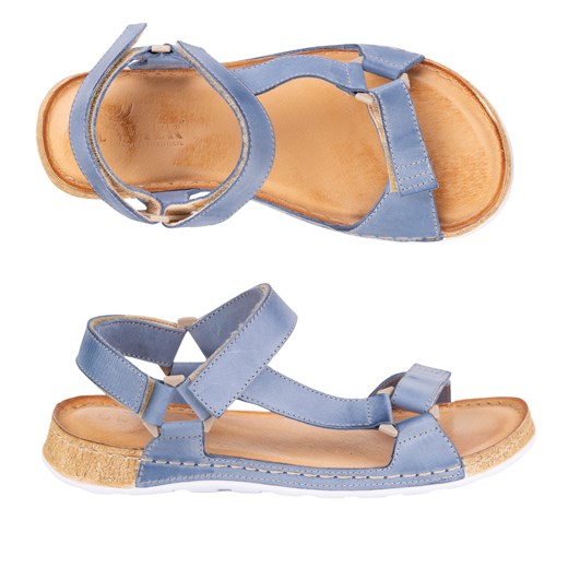 Sandały damskie barefoot-friendly Kallia skórzane niebieskie ze sklepu butyolivier w kategorii Sandały damskie - zdjęcie 183696920